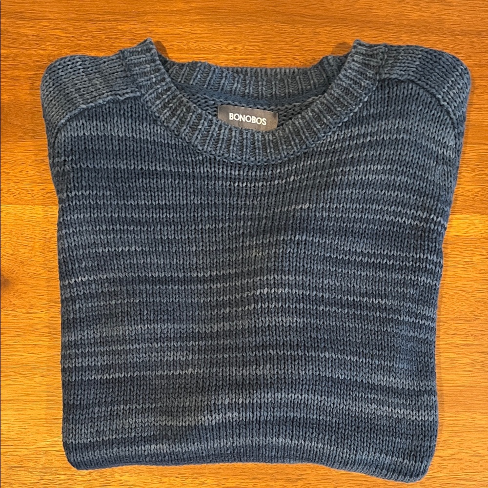 Bonobos Men's Blue Fisherman Crewneck Sweater